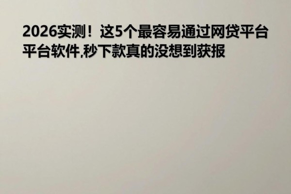 2026实测!这5个最容易通过网贷平台的软件,秒下款真的没想到获批