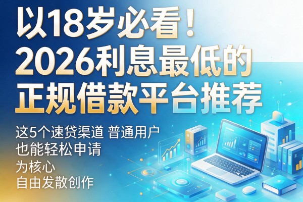 18岁必看！2026利息最低的正规借款平台推荐，这5个速贷渠道普通用户也能轻松申请