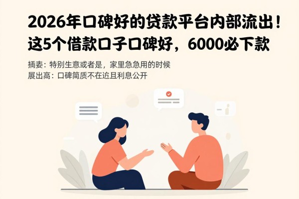 2026年口碑好的贷款平台内部流出!这5个借款口子口碑好,6000必下款