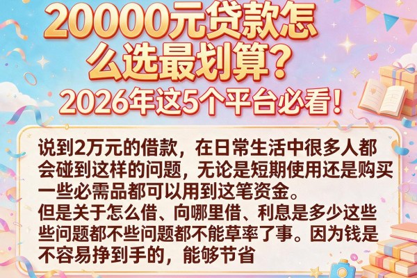 20000元贷款怎么选最划算?2026年这5个平台必看!