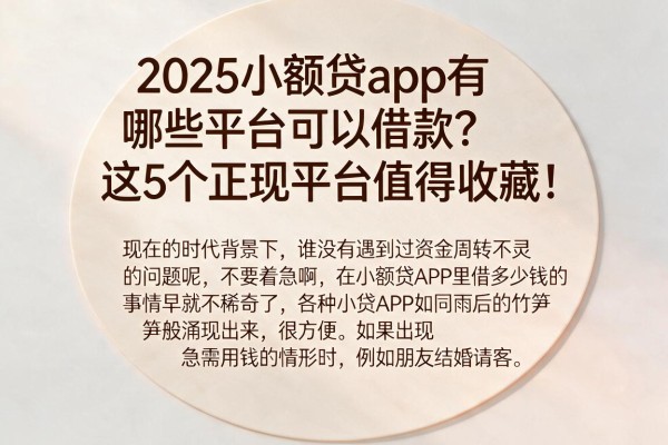 2025小额贷app有哪些平台可以借款？这5个正规平台值得收藏！