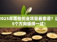 2025年哪些创业项目最靠谱？这5个方向值得一试！