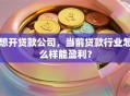 想开贷款公司，当前贷款行业怎么样能盈利？