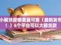 小额贷款哪里最可靠（最新发布！）6个平台可以大额贷款