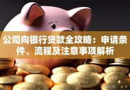 公司向银行贷款全攻略：申请条件、流程及注意事项解析