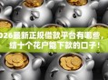 2026最新正规借款平台有哪些，总结十个花户能下款的口子！