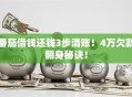 番茄借钱还钱3步清账！4万欠款翻身秘诀！