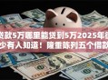 贷款5万哪里能贷到5万2025年很少有人知道！隆重陈列五个借款5万平台能借到5万