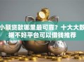 小额贷款哪里最可靠？十大大数据不好平台可以借钱推荐