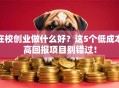 在校创业做什么好？这5个低成本高回报项目别错过！