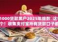1000贷款黑户2025年细数​这5个！收集支付宝所有贷款口子都放款