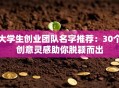 大学生创业团队名字推荐：30个创意灵感助你脱颖而出