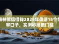 海林微信借钱2025年盘活15个免审口子，实测秒批低门槛