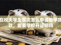 在校大学生首次怎么申请助学贷款，需要学校开证明吗