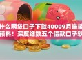什么网贷口子下款40009月谁能预料！深度细数五个借款口子软件下款四千