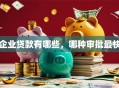 企业贷款有哪些，哪种审批最快