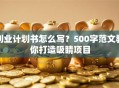 创业计划书怎么写？500字范文教你打造吸睛项目