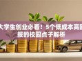 大学生创业必看！5个低成本高回报的校园点子解析