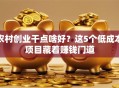 农村创业干点啥好？这5个低成本项目藏着赚钱门道