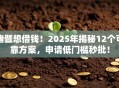 诸暨想借钱！2025年揭秘12个可靠方案，申请低门槛秒批！