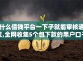 什么借钱平台一下子就能审核通过,全网收集5个包下款的黑户口子