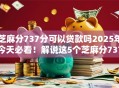 芝麻分737分可以贷款吗2025年今天必看！解说这5个芝麻分737可借款平台有口子