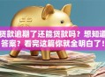 贷款逾期了还能贷款吗？想知道答案？看完这篇你就全明白了！