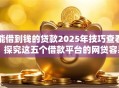能借到钱的贷款2025年技巧查看！探究这五个借款平台的网贷容易借到钱