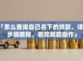 「怎么查询自己名下的贷款，详细步骤教程，看完就能操作」