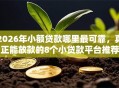 2026年小额贷款哪里最可靠，真正能放款的8个小贷款平台推荐