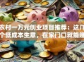 农村一万元创业项目推荐：这几个低成本生意，在家门口就能赚到钱！
