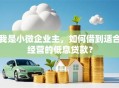 我是小微企业主，如何借到适合经营的低息贷款？