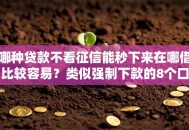 哪种贷款不看征信能秒下来在哪借比较容易？类似强制下款的8个口子参考