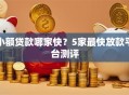 小额贷款哪家快？5家最快放款平台测评