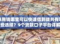 急用钱哪里可以快速借到拢共有哪些选择？9个贷款口子平台详解
