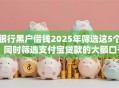 银行黑户借钱2025年筛选这5个!同时筛选支付宝贷款的大额口子 银行黑户借钱2025年筛选这5个!同时筛选支付宝贷款的大额口子