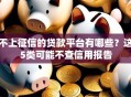 不上征信的贷款平台有哪些？这5类可能不查信用报告