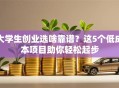 大学生创业选啥靠谱？这5个低成本项目助你轻松起步