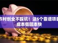 农村创业不踩坑！这5个靠谱项目成本低回本快