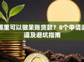 哪里可以做呆账贷款？8个申请渠道及避坑指南