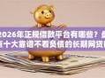 2026年正规借款平台有哪些？盘点十大靠谱不看负债的长期网贷口子