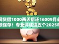 网贷借1000两天后还16009月必须保存！专业评述这五个2025年容易通过的借款平台