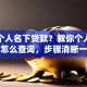 想查个人名下贷款？教你个人名下贷款怎么查询，步骤清晰一看就懂