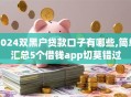 2024双黑户贷款口子有哪些,简单汇总5个借钱app切莫错过