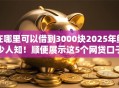 在哪里可以借到3000块2025年鲜少人知！顺便展示这5个网贷口子能借三千
