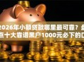 2026年小额贷款哪里最可靠？盘点十大靠谱黑户1000元必下的口子