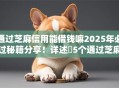 通过芝麻信用能借钱嘛2025年必过秘籍分享！详述​5个通过芝麻信用能网贷软件借款
