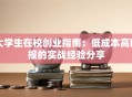 大学生在校创业指南：低成本高回报的实战经验分享