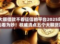 大额借款不看征信的平台2025年先看为妙！权威清点五个大额贷款不看征信的口子