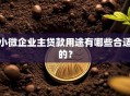 小微企业主贷款用途有哪些合适的？